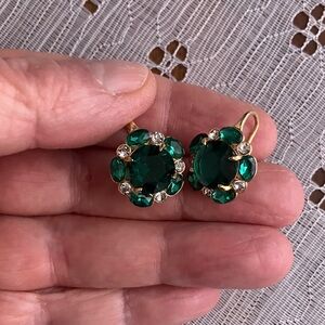 Anthropologie Emerald Green and Gold Earrings